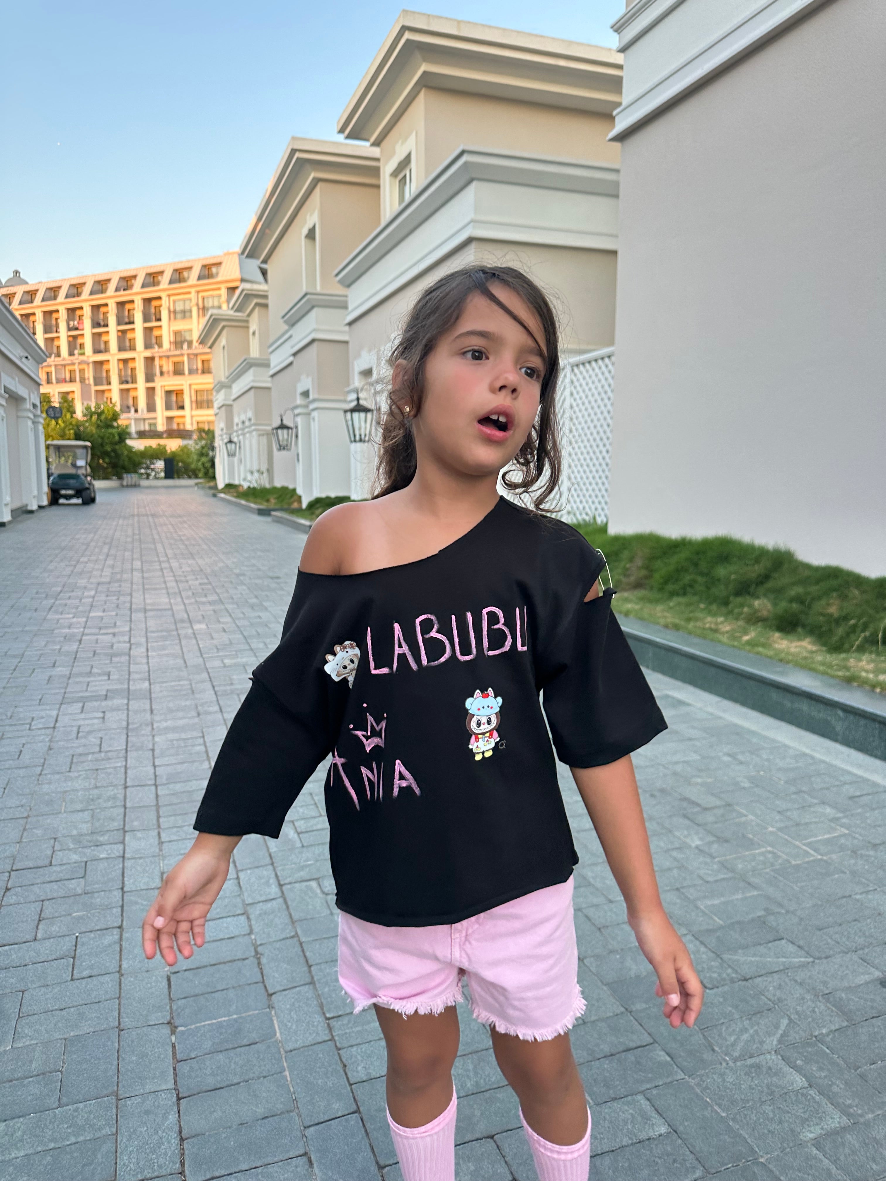 Tricou La Little Bubu - pentru fete - Alb/ Negru
