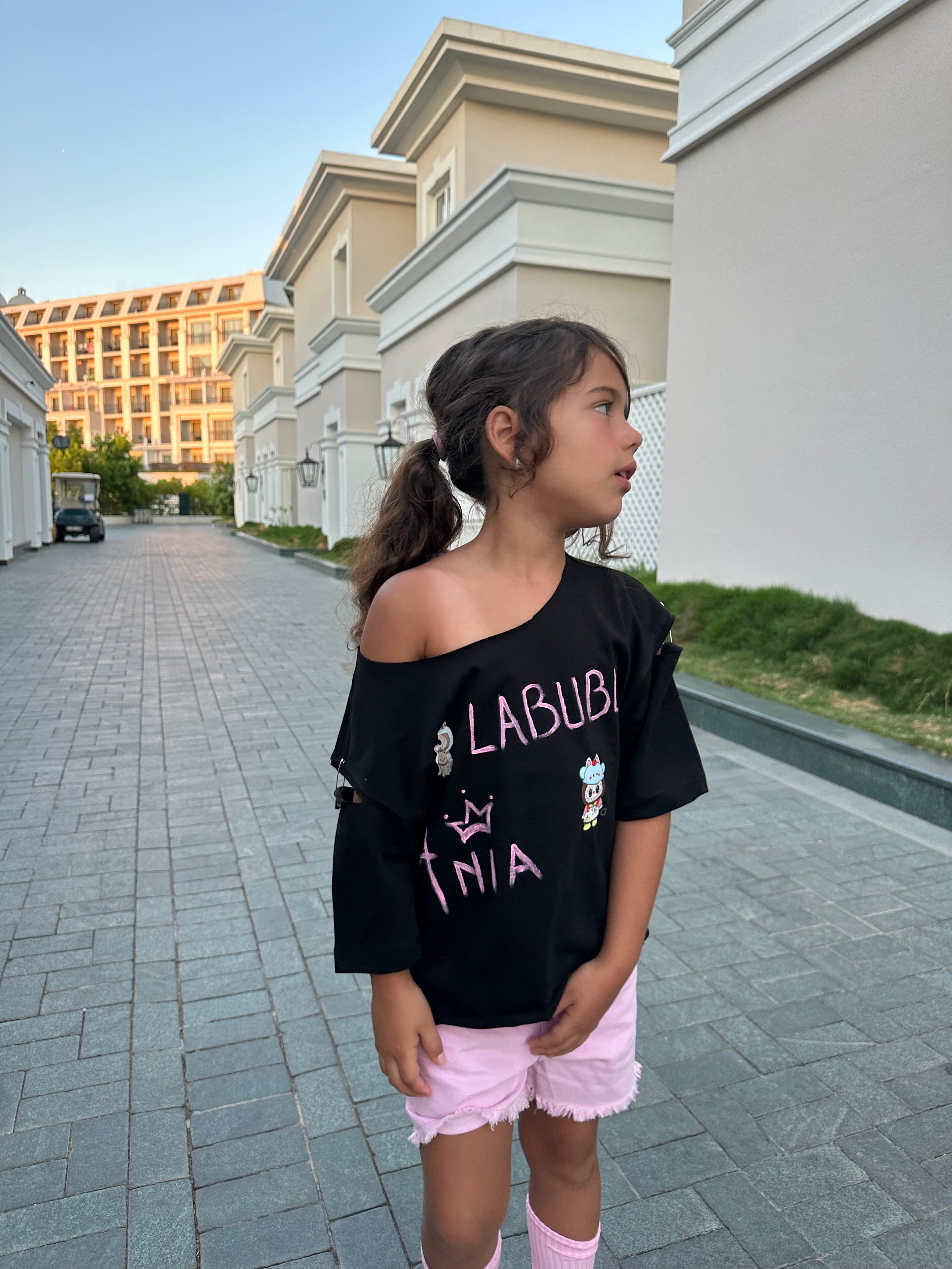 Tricou La Little Bubu - pentru fete - Alb/ Negru