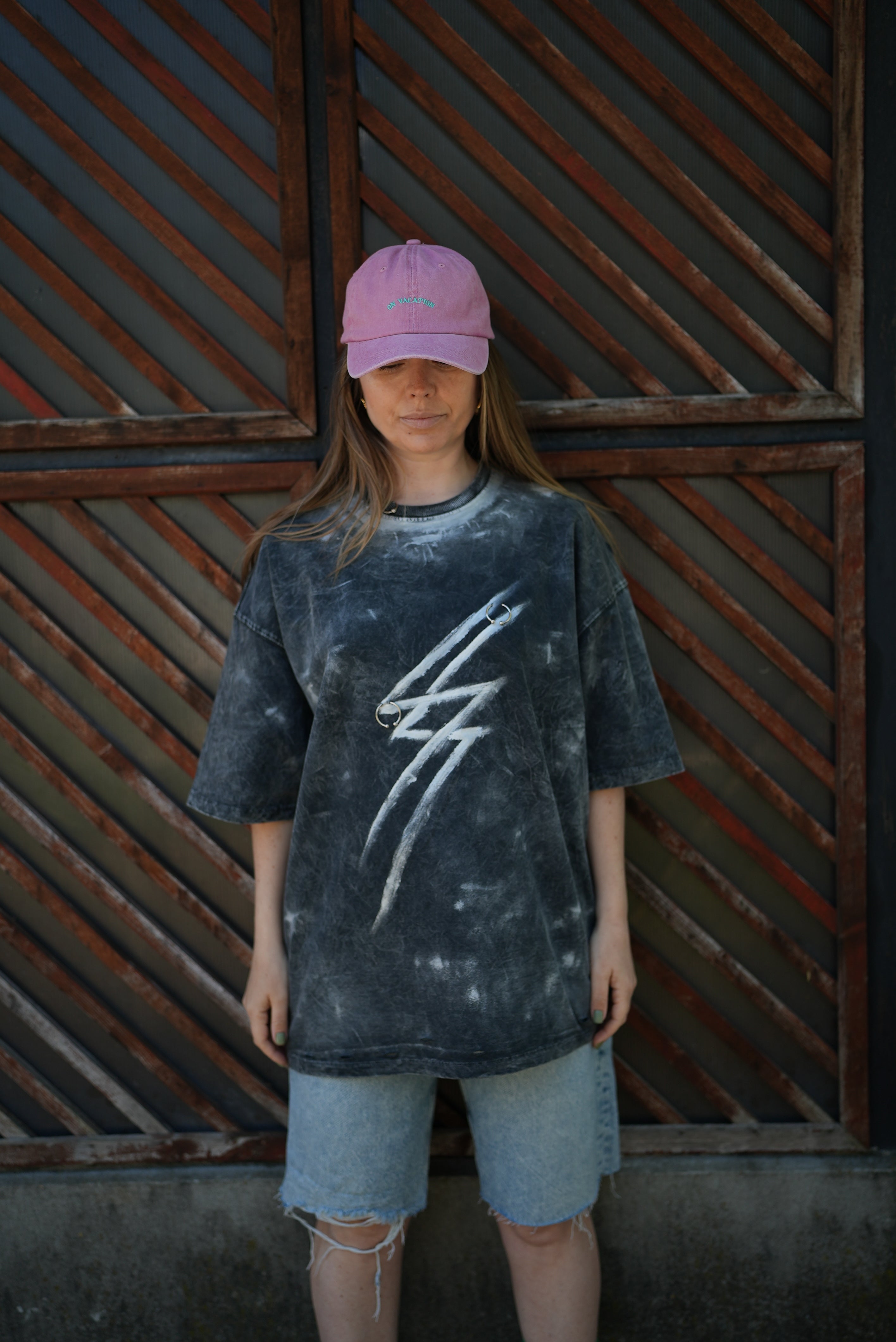 Tricou Fulger - unisex - Roz/ Gri