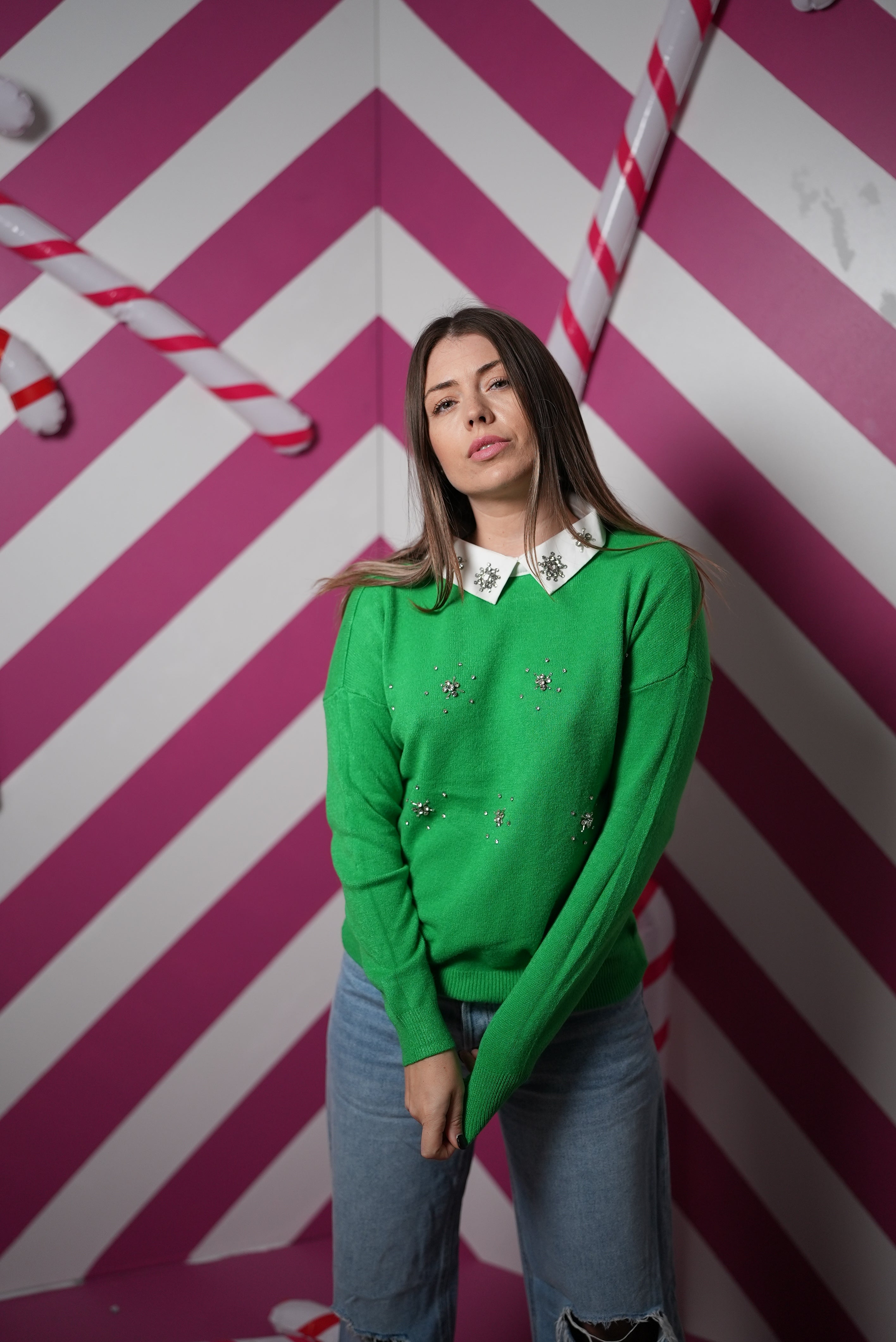 Bluza “Inocence” - pentru femei - Alb/ Negru/ Albastru electric/ Fucsia/ Verde smarald
