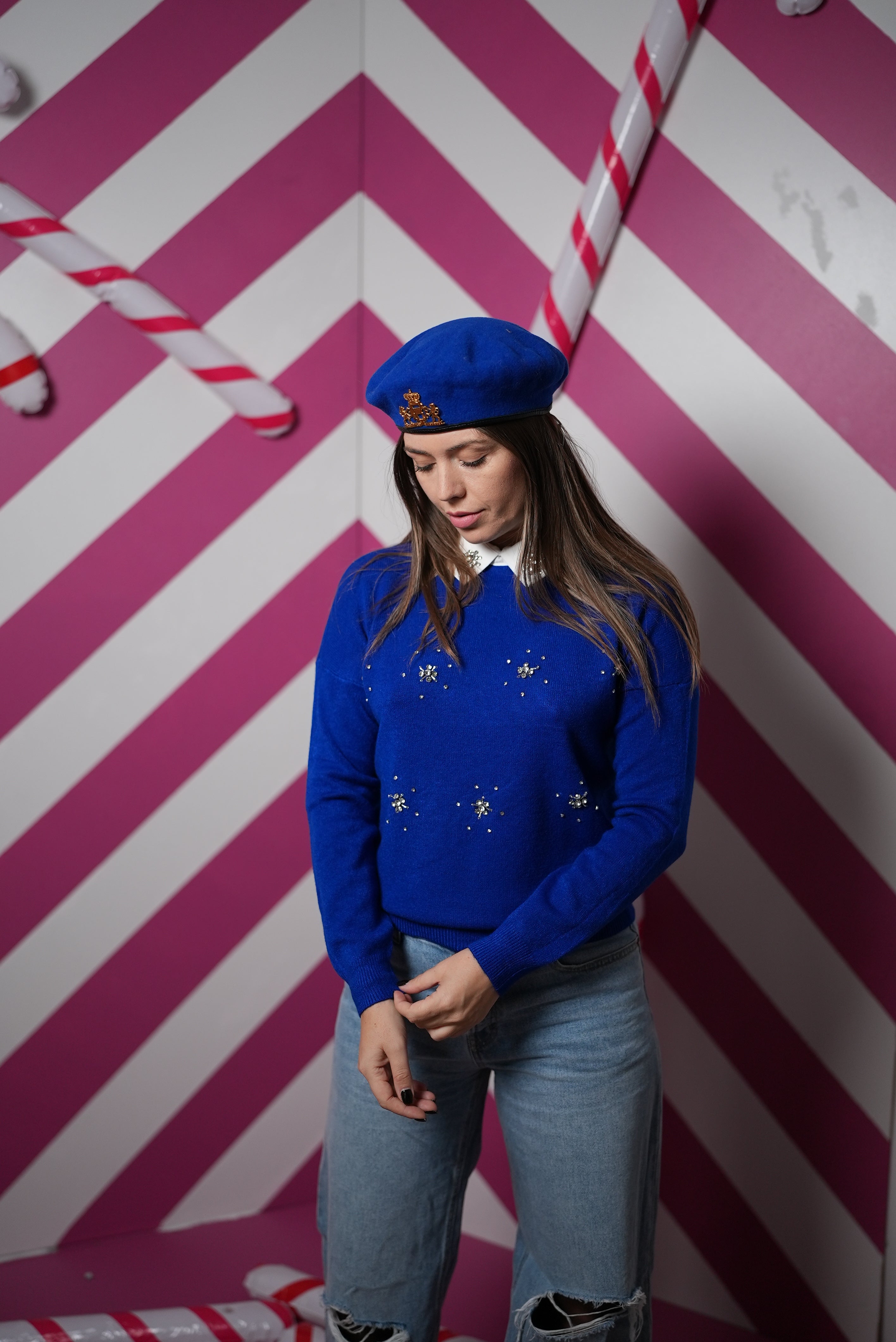 Bluza “Inocence” - pentru femei - Alb/ Negru/ Albastru electric/ Fucsia/ Verde smarald