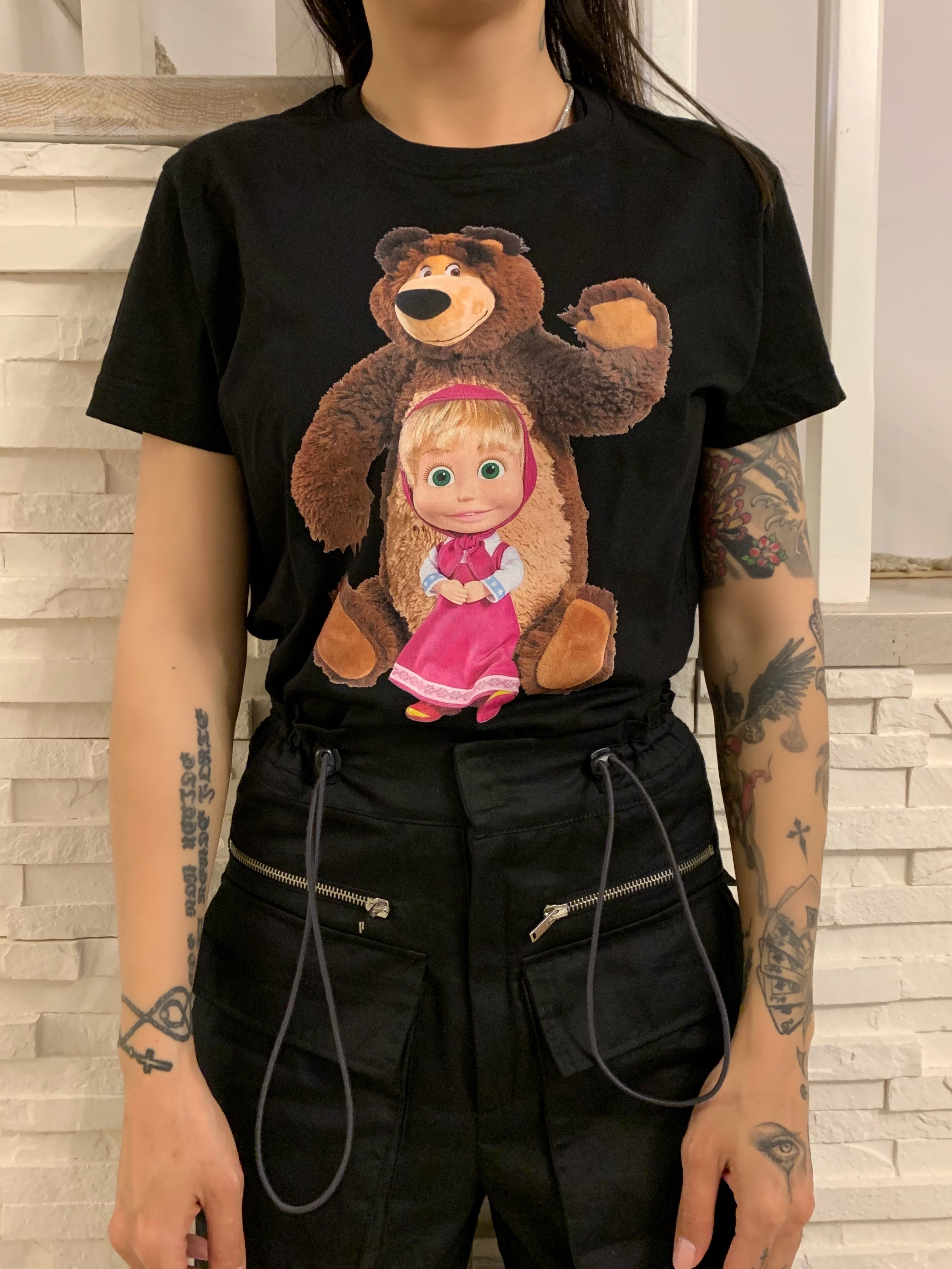 Tricou Masha și Ursul - Negru - fete